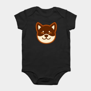 Brown Shiba: Eyes closed smile Baby Bodysuit